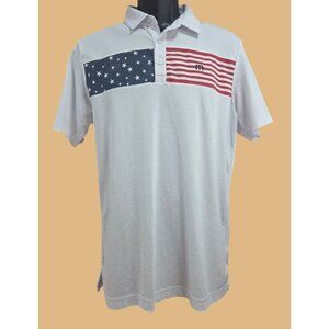 Travis Mathew Mens White American Flag Polo Medium